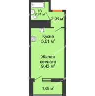 Студия 21,54 м² в ЖК Оникс, дом Литер 4 - планировка