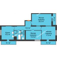 3 комнатная квартира 99,3 м², ЖК Космолет - планировка