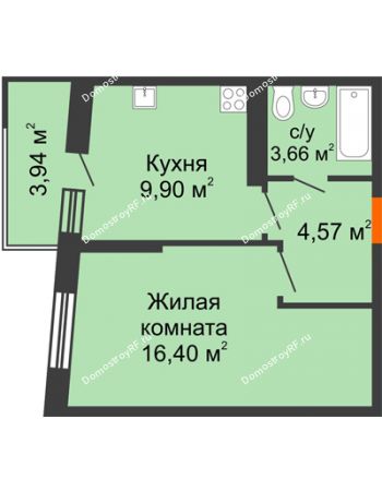 1 комнатная квартира 35,71 м² - ЖК Сограт