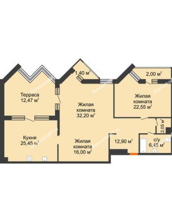 2 комнатная квартира 133,5 м² в ЖК Империал, дом Литер 9