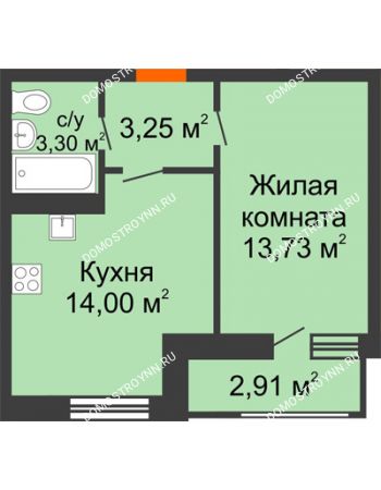 1 комнатная квартира 37,19 м² в ЖК Москва Град, дом № 63
