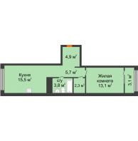 1 комнатная квартира 46,9 м² в Квартал Новин, дом 6 очередь ГП-6 - планировка