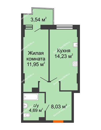 1 комнатная квартира 39,49 м² в ЖК Сердце Ростова 2, дом Литер 8