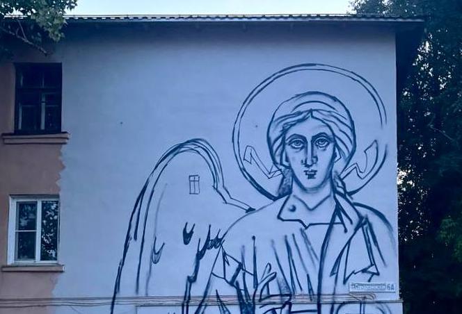 Мурал с архангелом Гавриилом украсит дом у Нижегородской ярмарки