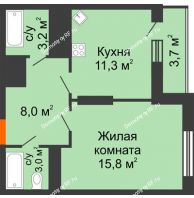 1 комнатная квартира 45 м², ЖК Космолет - планировка