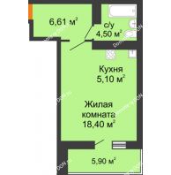 Студия 37,56 м² в ЖК Сокол на Оганова, дом Литер 1 - планировка