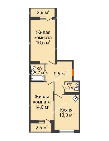 2 комнатная квартира 64,49 м² в Макрорайон Амград, дом № 4