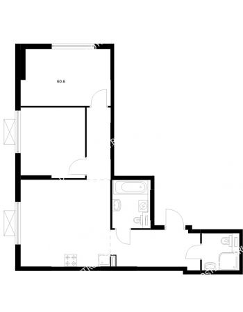 2 комнатная квартира 60,6 м² в ЖК Савин парк, дом корпус 8