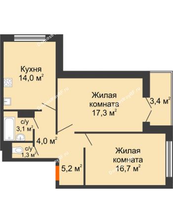 2 комнатная квартира 63,3 м² - ЖД По ул. Минской 43/3