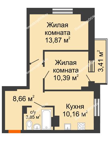 2 комнатная квартира 50,5 м² - ЖК Штахановского