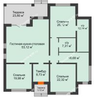 Санторини 199 м² 199 м², КП Ясная Поляна - планировка