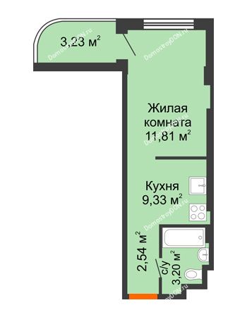 1 комнатная квартира 24,65 м² - ЖК Уютный дом на Мечникова