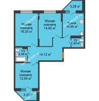 3 комнатная квартира 77,36 м² в ЖК Московский, дом дом 1 - планировка