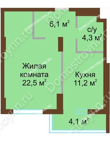 1 комнатная квартира 48,2 м² - ЖК Подкова Сормовская
