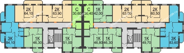 Планировка 3 этажа в доме № 3 в ЖК Звездный-2