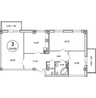 3 комнатная квартира 103 м² в ЖК Лебедь, дом № 50 - планировка