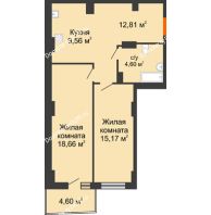 2 комнатная квартира 61,86 м² в ЖК Сердце Ростова 2, дом Литер 8 - планировка