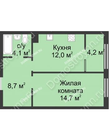 1 комнатная квартира 43,7 м² в ЖК Славянский квартал, дом № 5а, 7