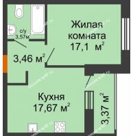 1 комнатная квартира 33,42 м² в ЖК Облака, дом Литер 2 - планировка