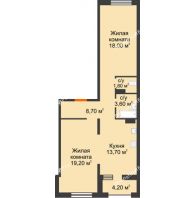 2 комнатная квартира 67,1 м² в ЖК NOVELLA (НОВЕЛЛА), дом Литер 5 - планировка
