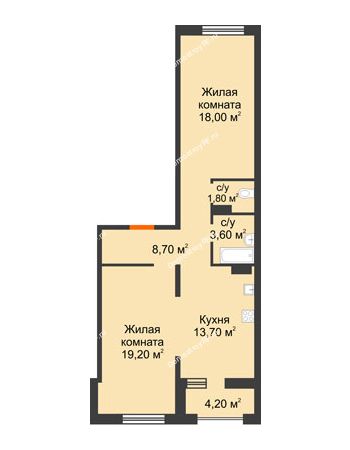 2 комнатная квартира 67,1 м² в ЖК NOVELLA (НОВЕЛЛА), дом Литер 5