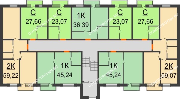 Планировка 1 этажа в доме № 1, Вторая очередь в ЖК Лайм