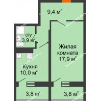 1 комнатная квартира 45,3 м² в ЖК Звезда Столицы, дом Литер 4 - планировка