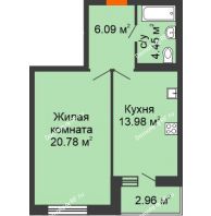 1 комнатная квартира 46,78 м² в ЖК Вознесенский, дом 2 этап - планировка
