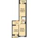 2 комнатная квартира 56 м² в ЖК SkyPark (Скайпарк), дом Литер 1, корпус 1, блок-секция 2-3 - планировка