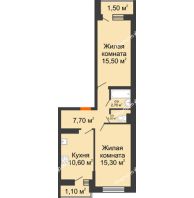 2 комнатная квартира 56 м² в ЖК SkyPark (Скайпарк), дом Литер 1, корпус 1, 2 этап - планировка