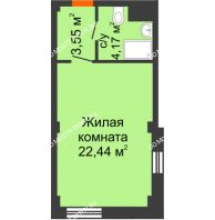 Апартаменты-студия 30,16 м², Апарт-Отель Гордеевка - планировка
