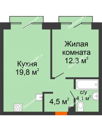 1 комнатная квартира 40,75 м² в ЖК Андерсен парк, дом ГП-5